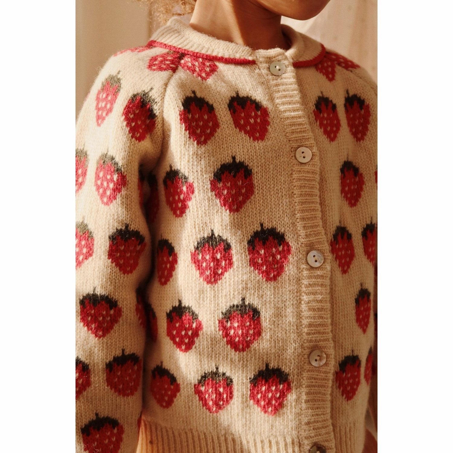 Konges Sljd Strawberry Belou Knit Collar Cardigan Durable