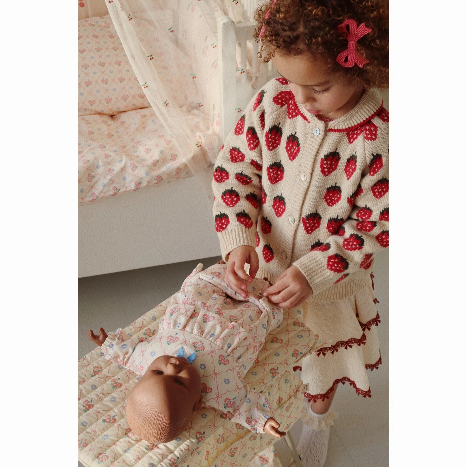 Konges Sljd Strawberry Belou Knit Collar Cardigan Durable