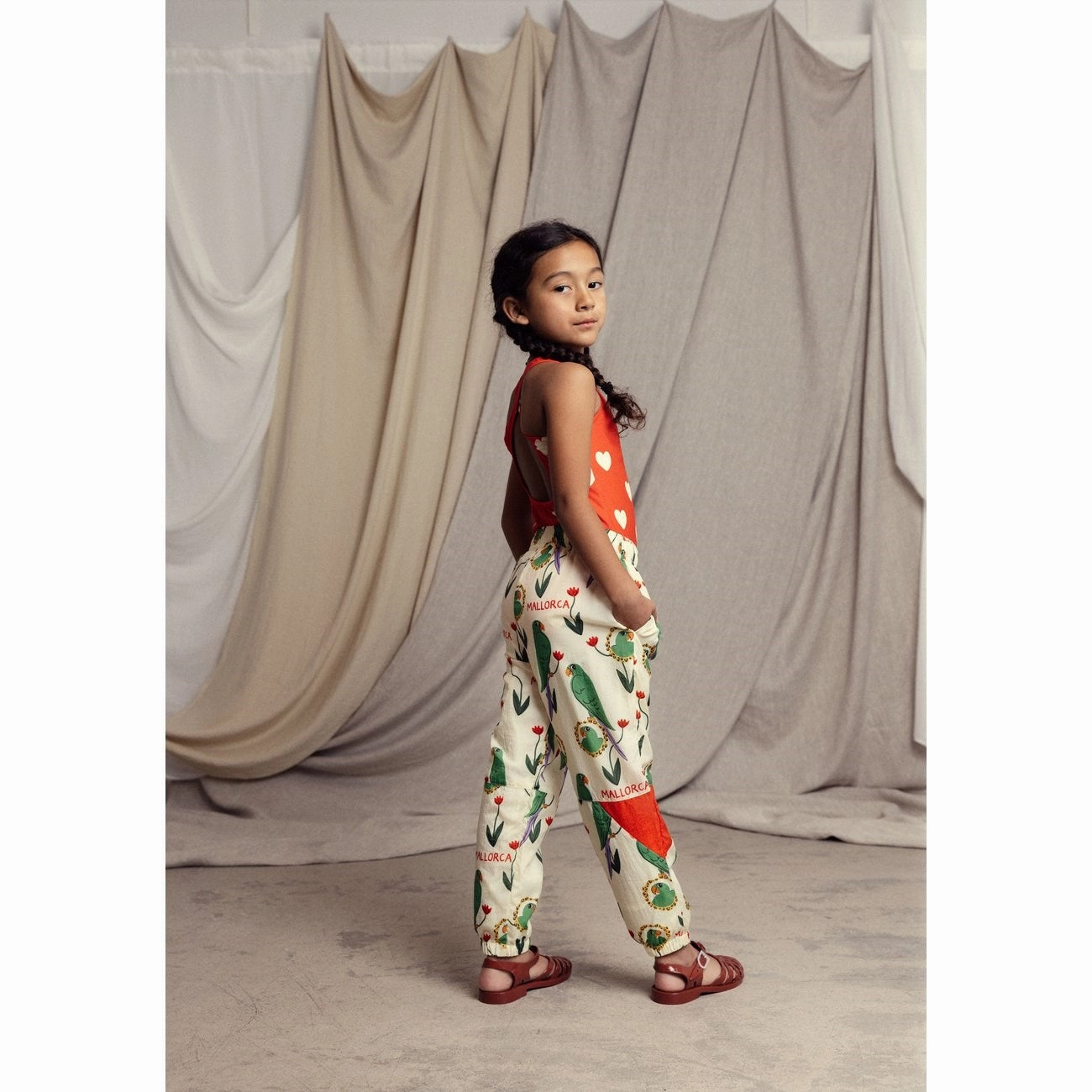 Lace Mini Rodini Multi Parrots AOP Nylon Tracksuit Pants