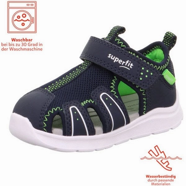 Lace-up Superfit Wave Sandals Blue/Lightgreen Mesh shoes