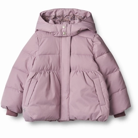 Laid-back Wheat Soft Lilac Puffer Jacket Karla Embroidery