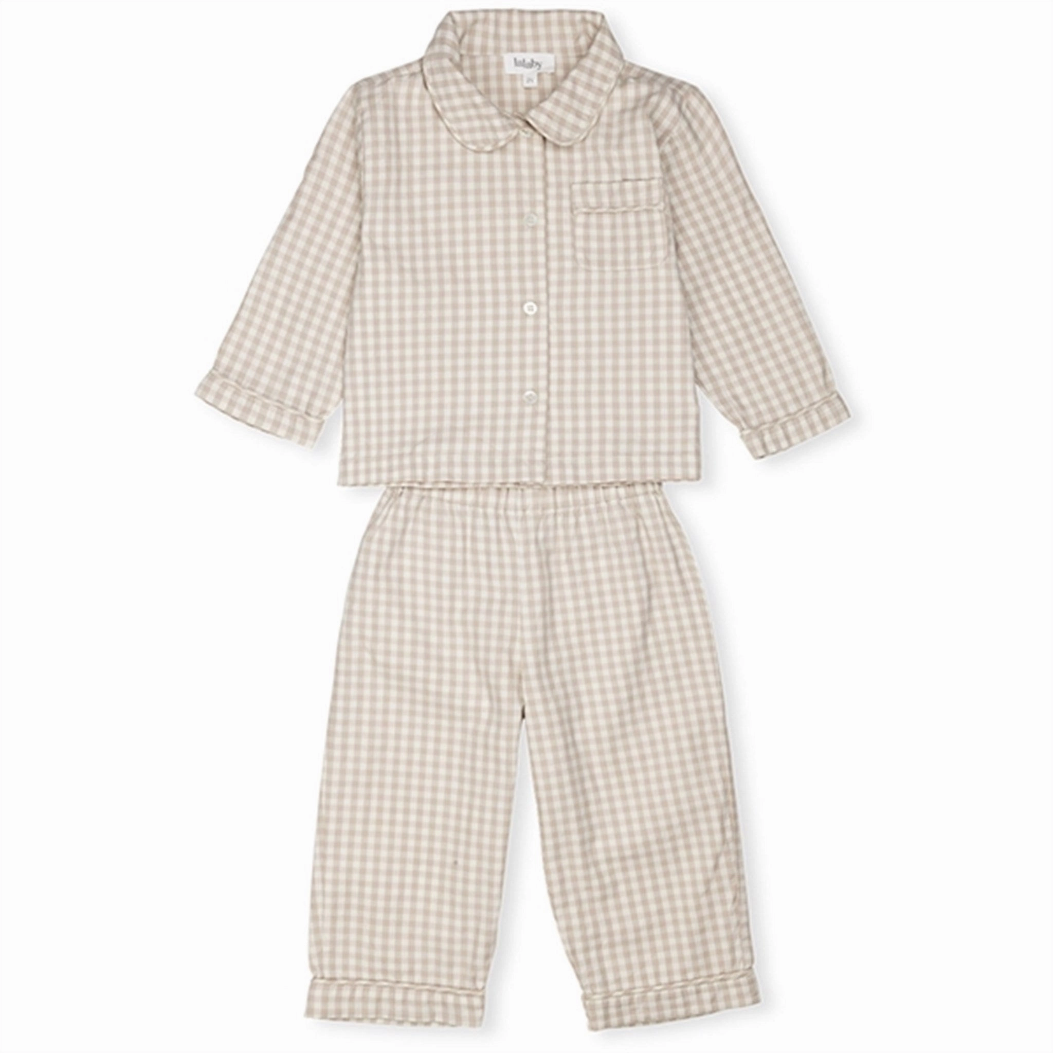 lalaby Beige Gingham Classic Pyjamas Artisanal Signature