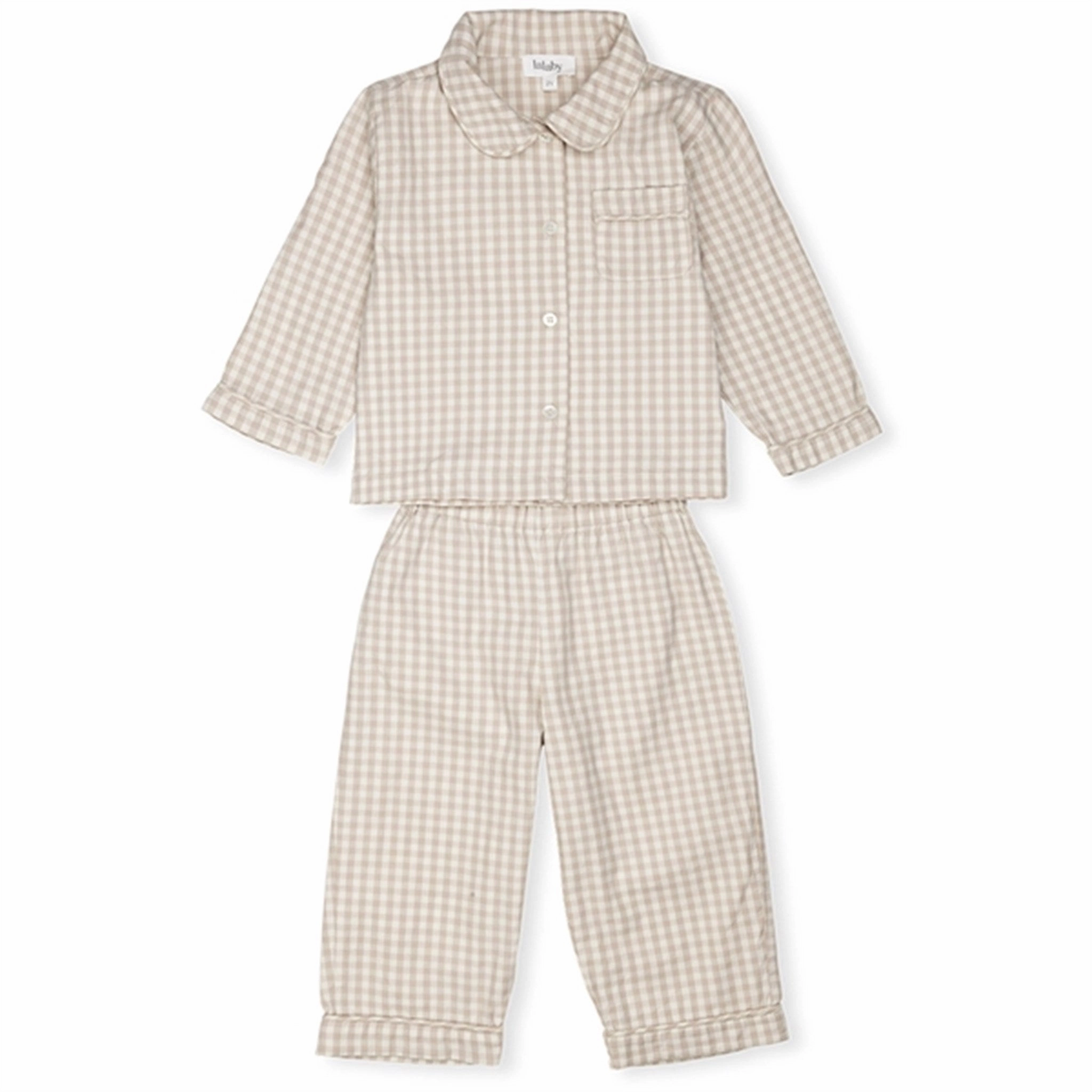 Ethical lalaby Beige Gingham Classic Pyjamas Sought-after