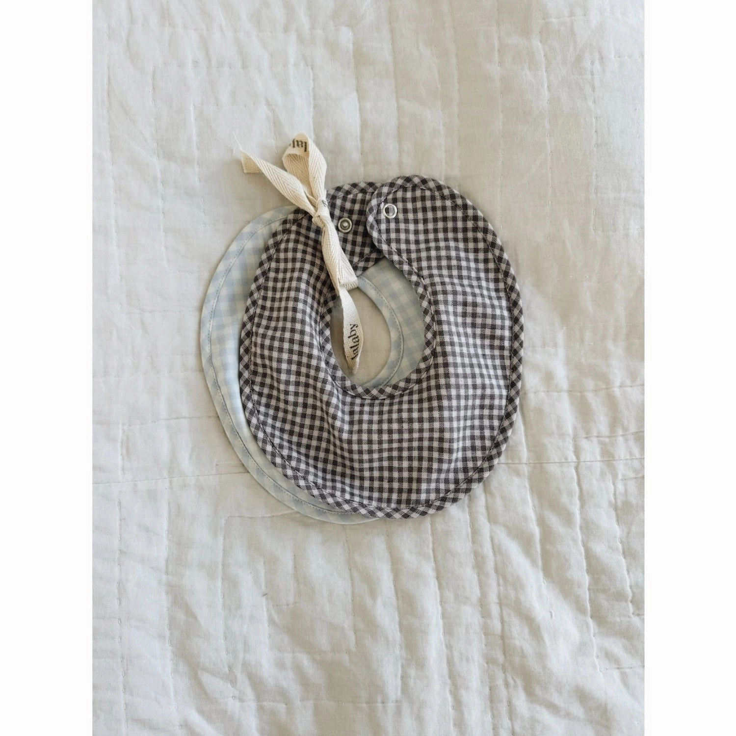 Attractive Lalaby Mini Check Blue Bibi Bib 2-Pack Mini Check Blue Attractive