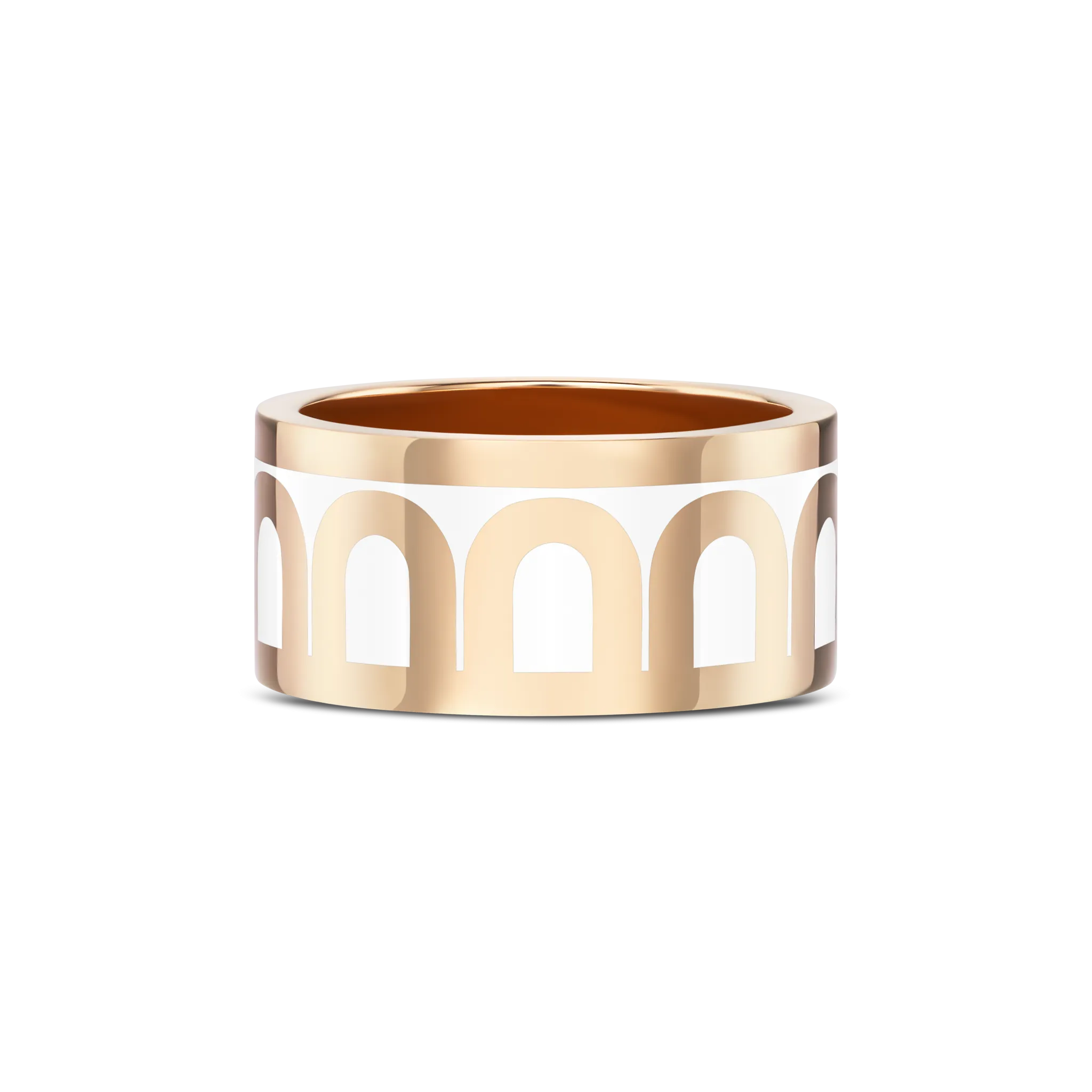 L'Arc de DAVIDOR Ring GM, 18k Rose Gold with Neige Lacquered Ceramic