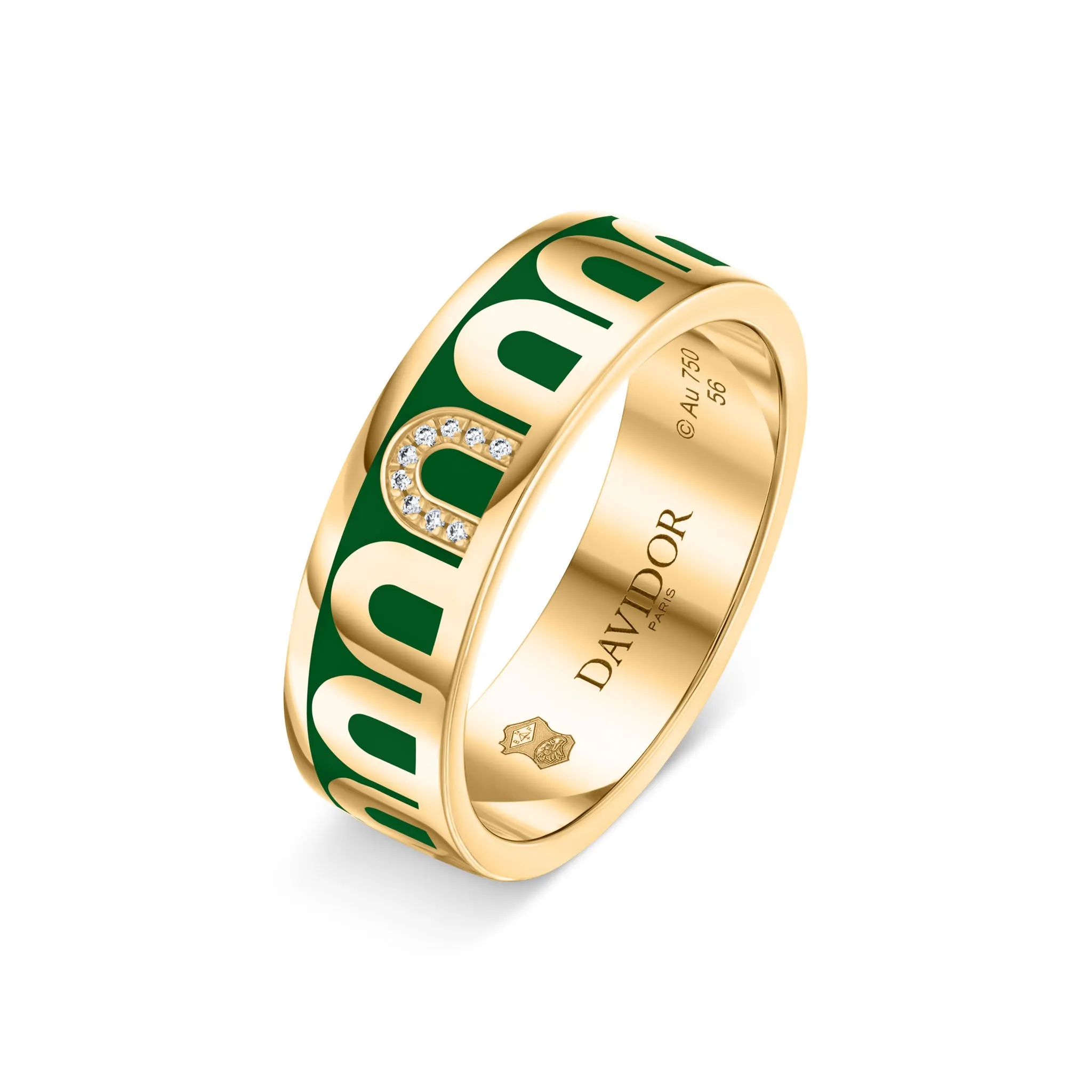 LArc de DAVIDOR Ring MM, 18k Yellow Gold with Palais Royal Lacquered Ceramic and Porta Simple Diamonds