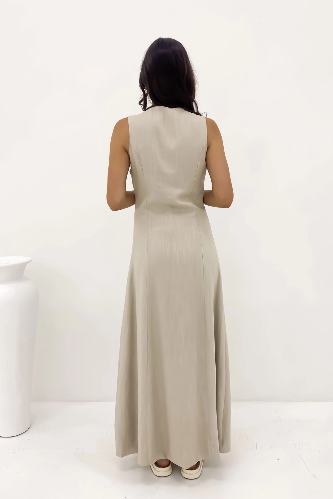 Laurel Maxi Dress Oatmeal sale washing machine