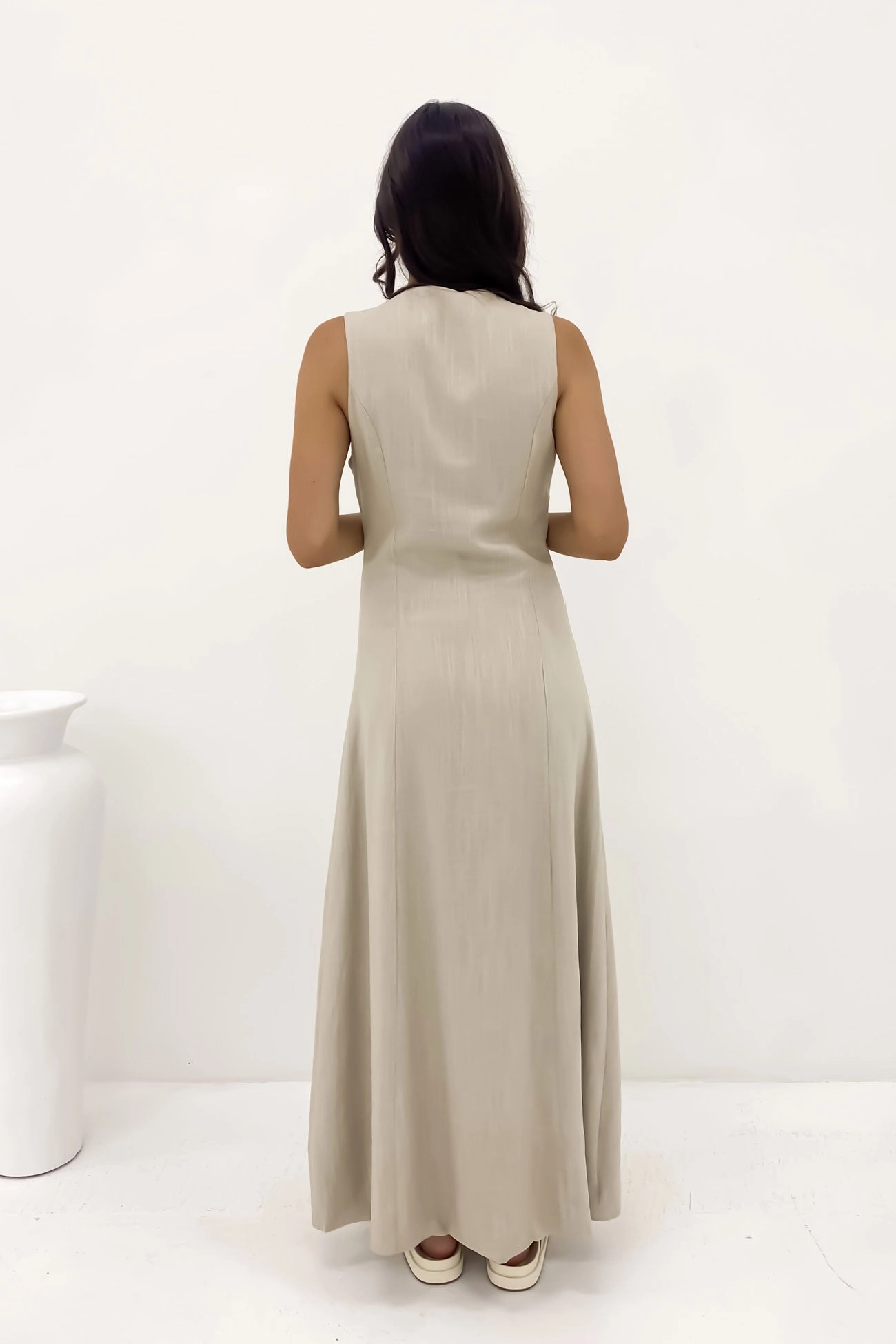 Laurel Maxi Dress Oatmeal sale washing machine