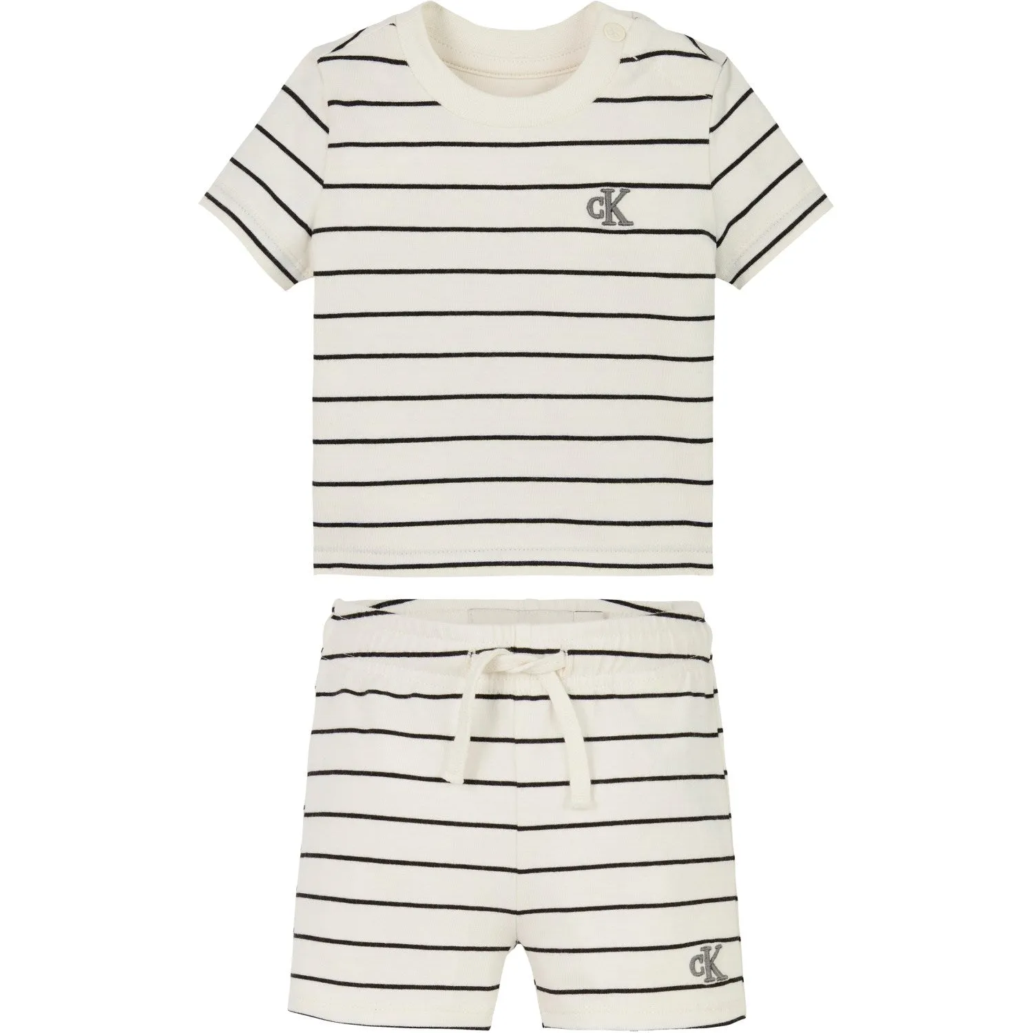 Luxury Calvin Klein Tofu / Ck Black Stripe Stripe Ss T-Shirt Shorts Set Global