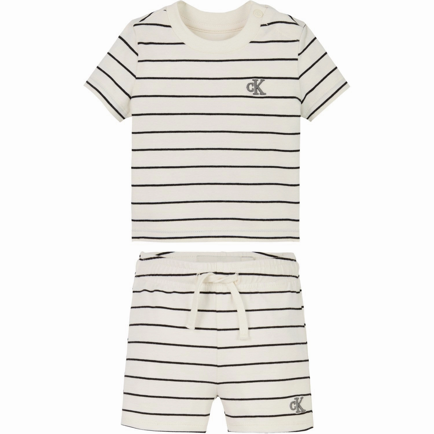 Calvin Klein Tofu / Ck Black Stripe Stripe Ss T-Shirt Shorts Set Refined Sophisticated