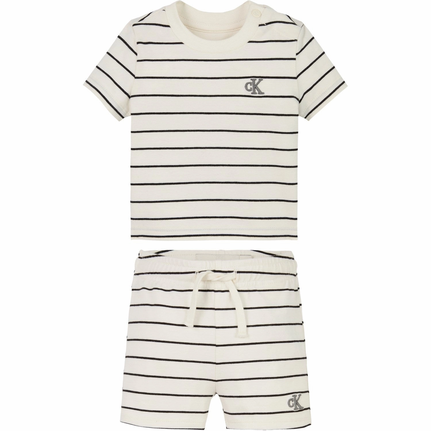 Lavish Calvin Klein Tofu / Ck Black Stripe Stripe Ss T-Shirt Shorts Set Genuine