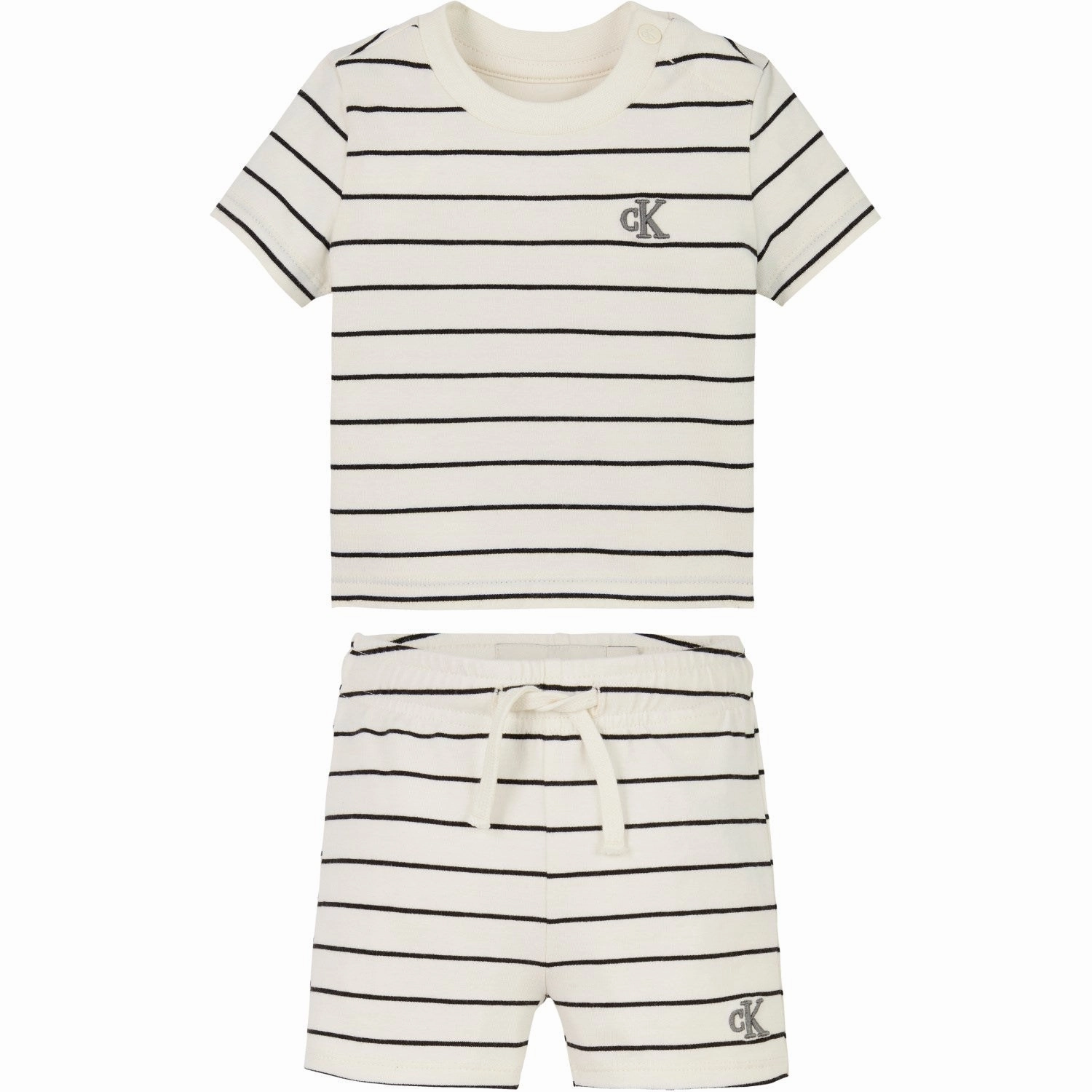 Calvin Klein Tofu / Ck Black Stripe Stripe Ss T-Shirt Shorts Set Excellence Avant-garde
