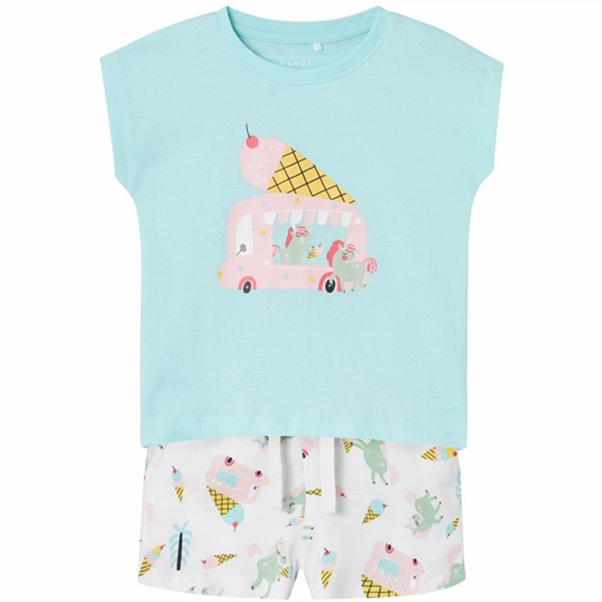 Name it Blue Tint Unicorns And Icecreams Vigea T-Shirt Set Noble Admired