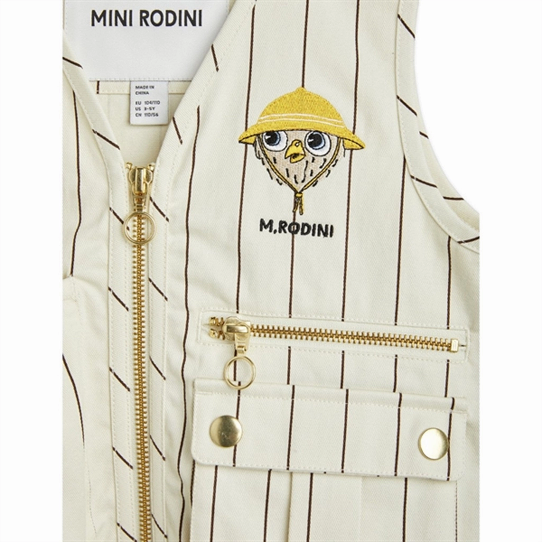 Layered Mini Rodini Owl Emb Utility Vest Offwhite
