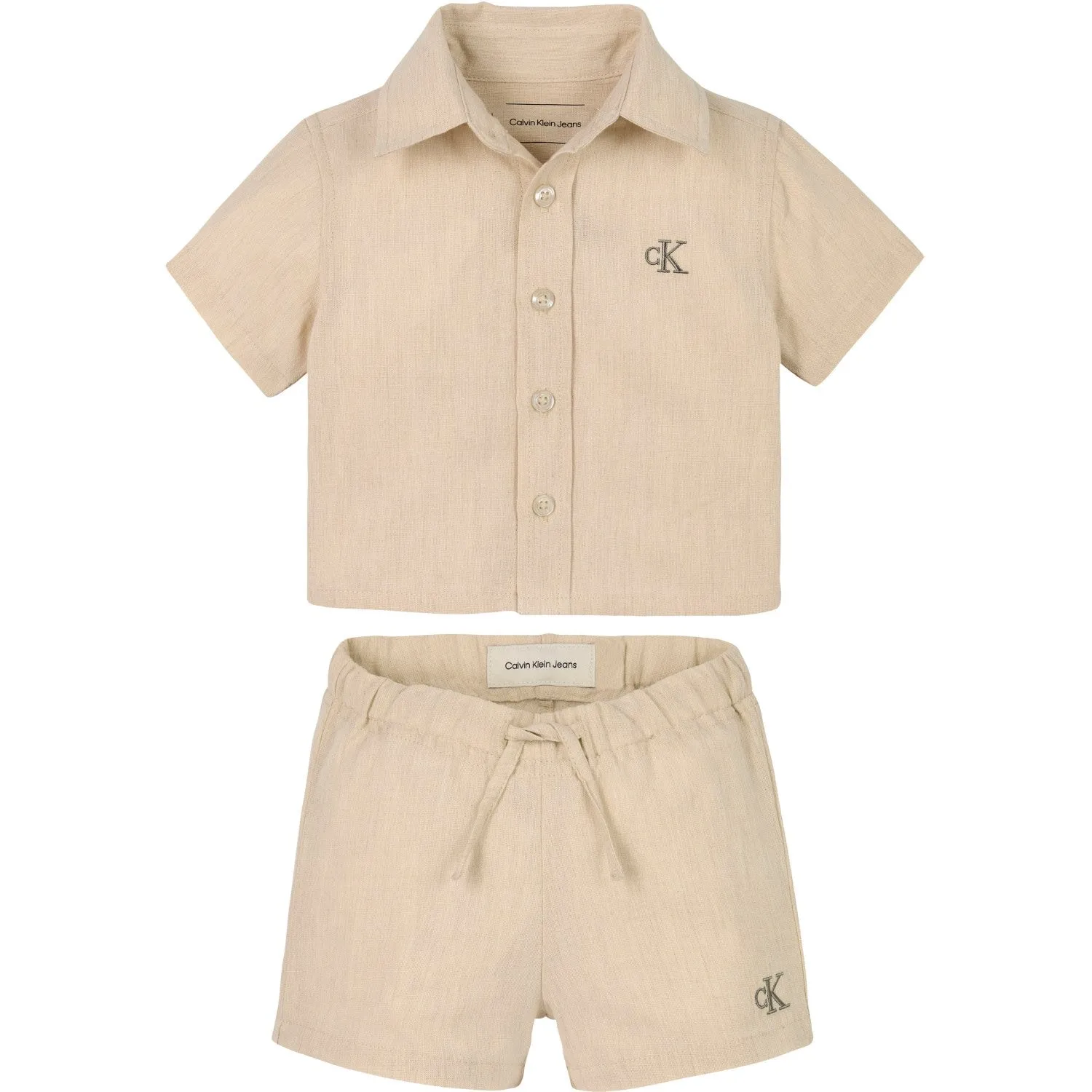 Iconic Brand Calvin Klein Oyster Gray Soft Linen Shorts Set Cutting-edge