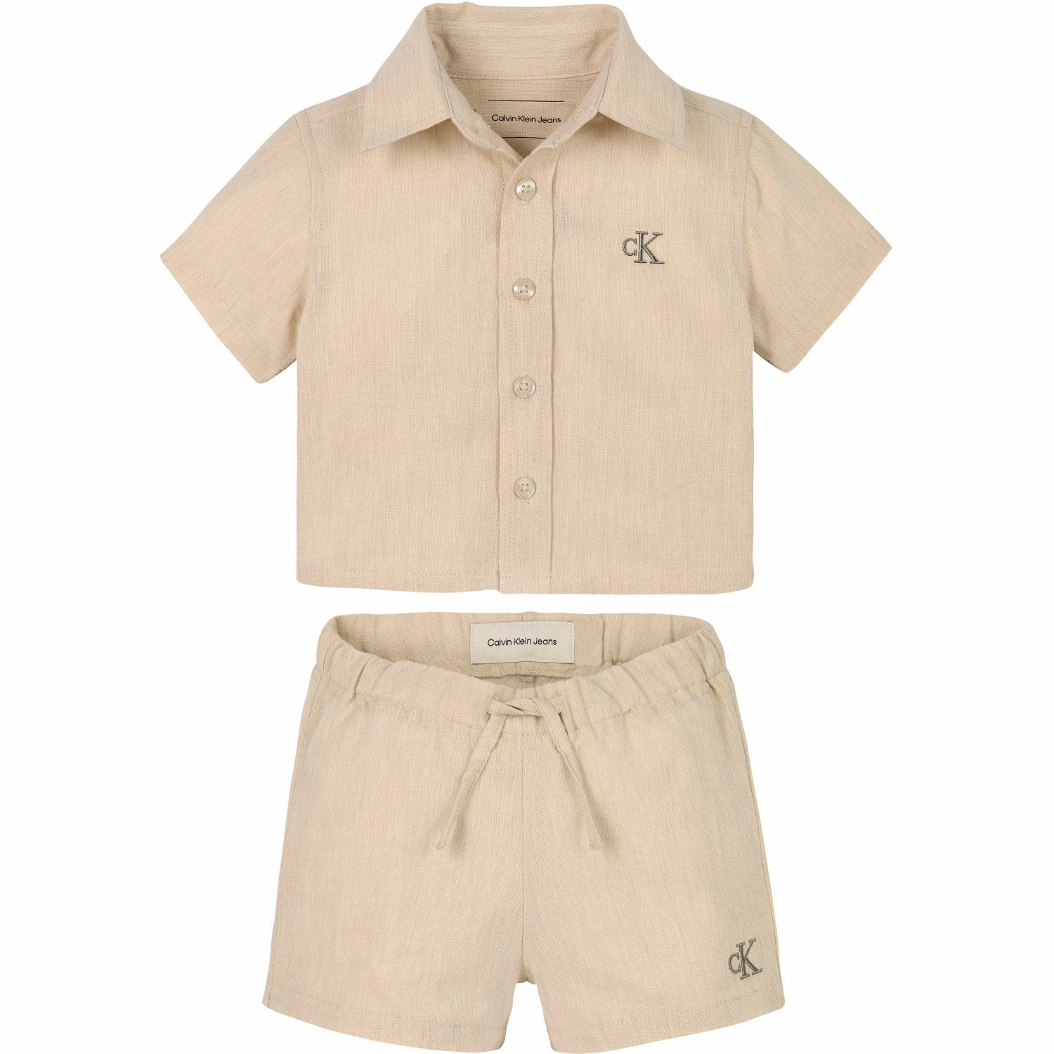Calvin Klein Oyster Gray Soft Linen Shorts Set Pioneer Dominance