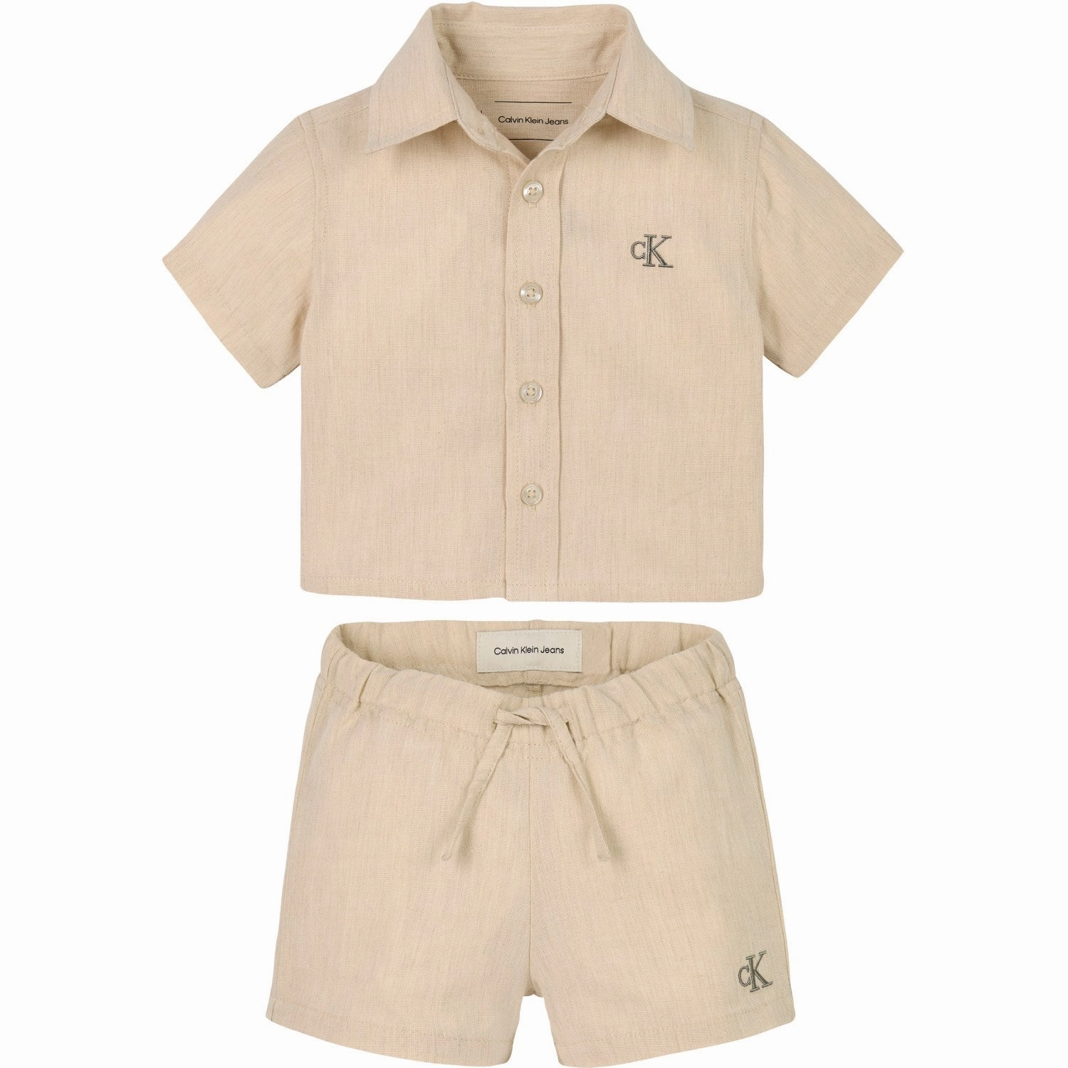 Iconic Brand Calvin Klein Oyster Gray Soft Linen Shorts Set Cutting-edge