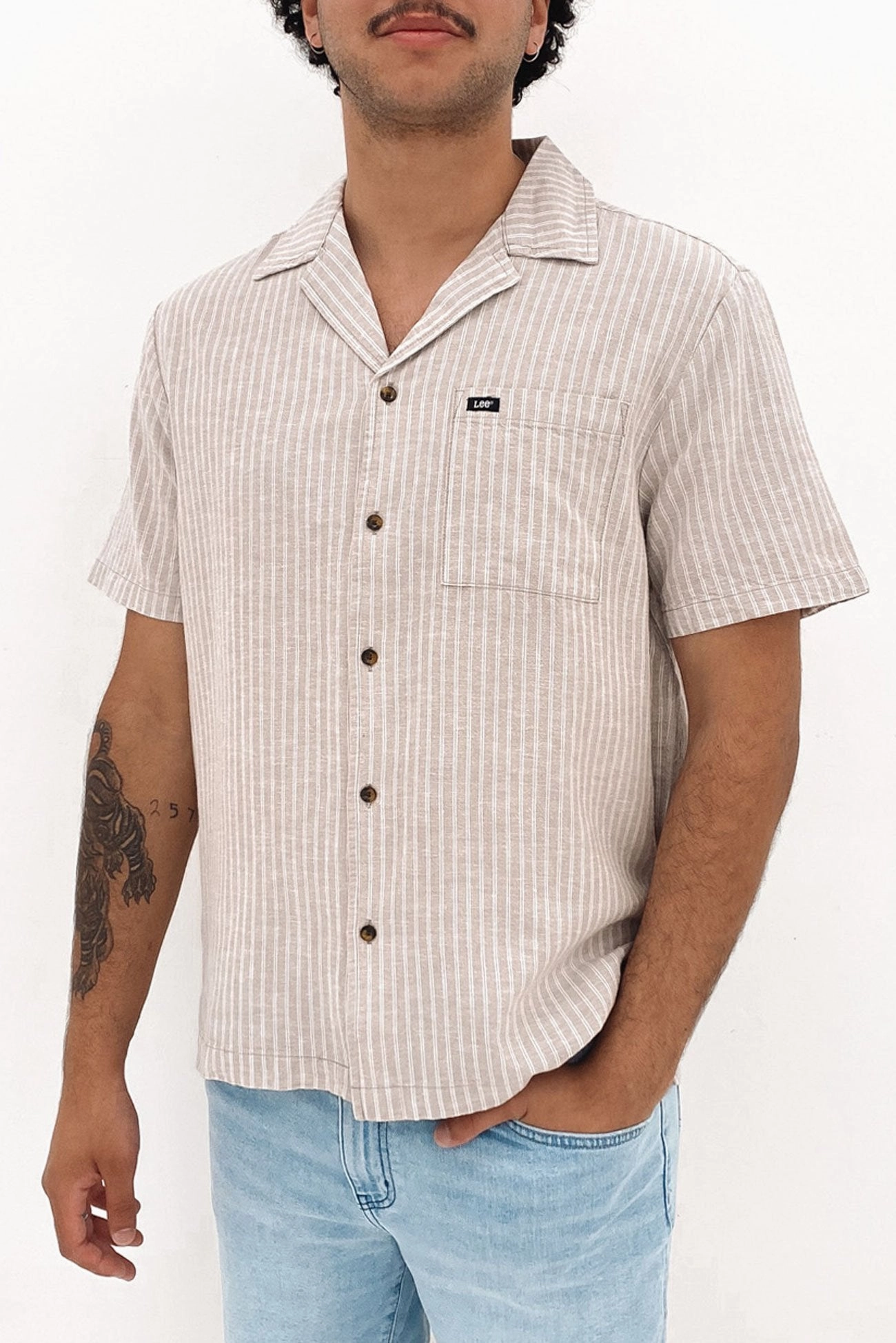 Lee Holiday Shirt Sand Stripe sale makeup