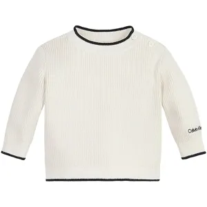 Legendary Calvin Klein Contrast Knit Ivory Dominance