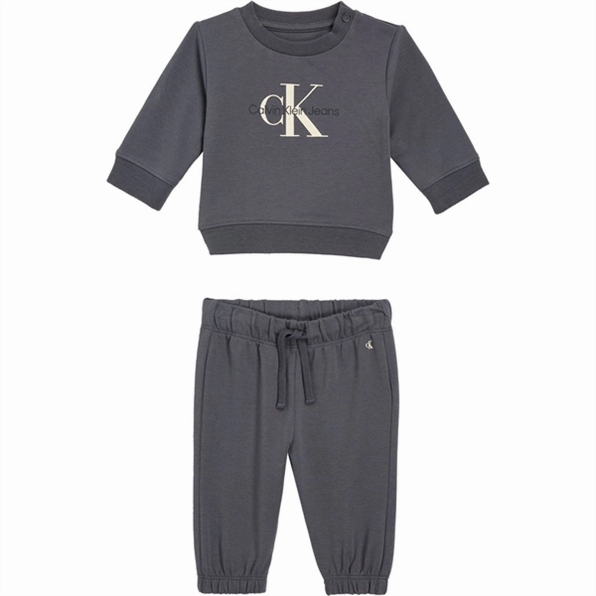 Futuristic Calvin Klein Monogram Sweatshirt Set Dark Grey Fashion