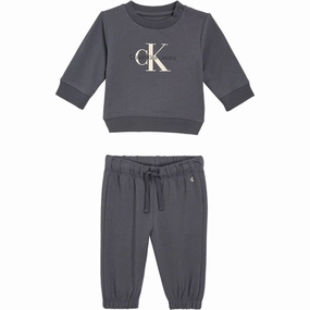 Legendary Calvin Klein Monogram Sweatshirt Set Dark Grey Esteemed