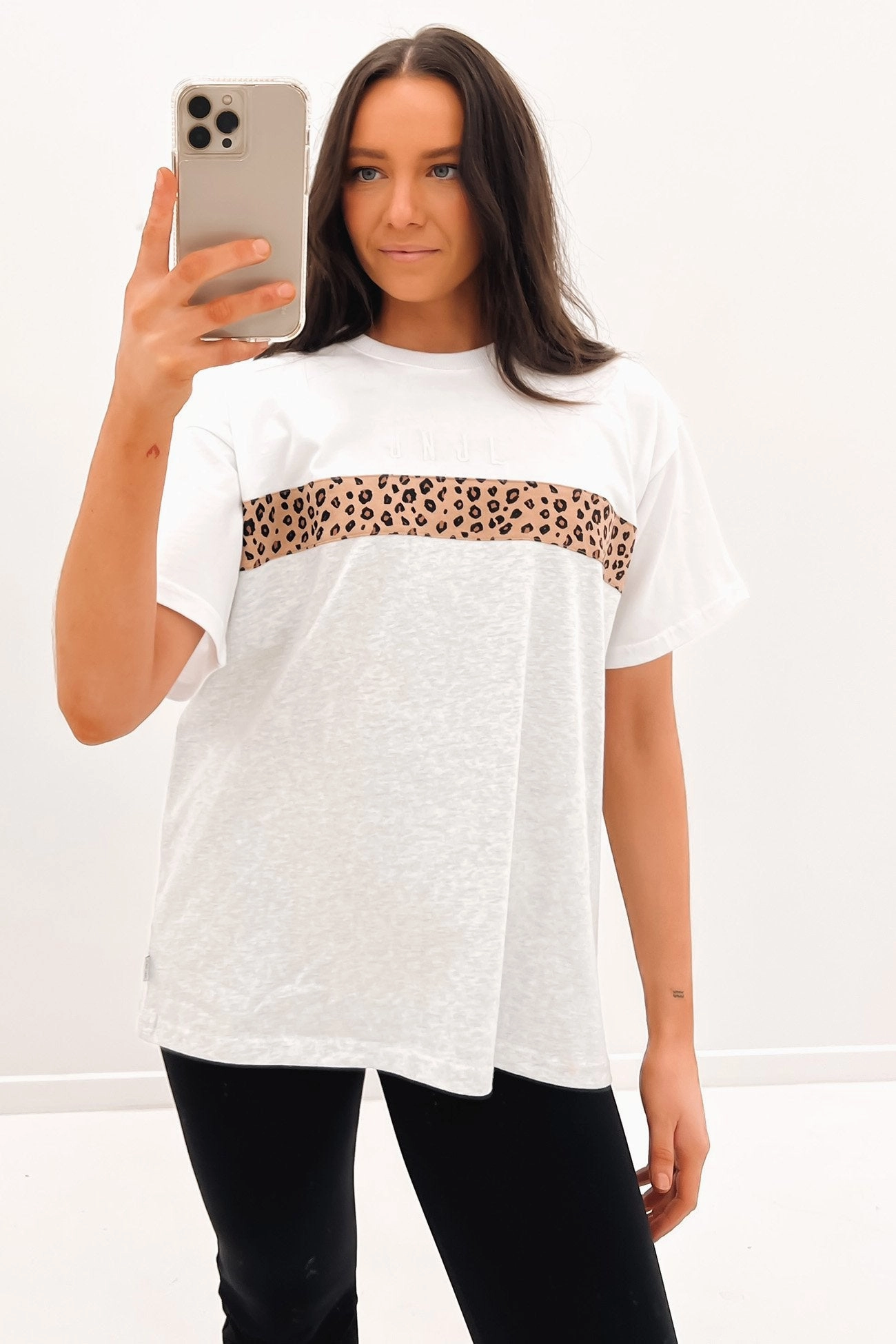 Leopard Panel Up Tee Snow Marle sale for men sale online