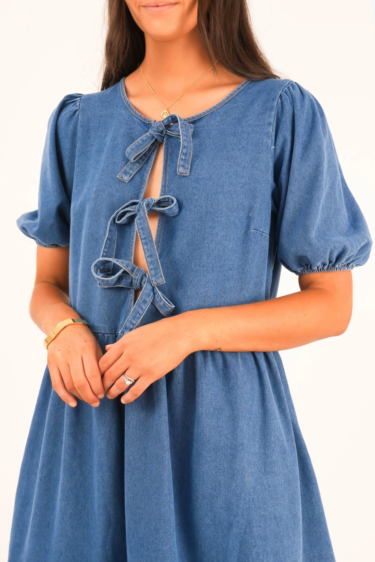 Leto Denim Mini Dress Blue sale price mobile fridge prices