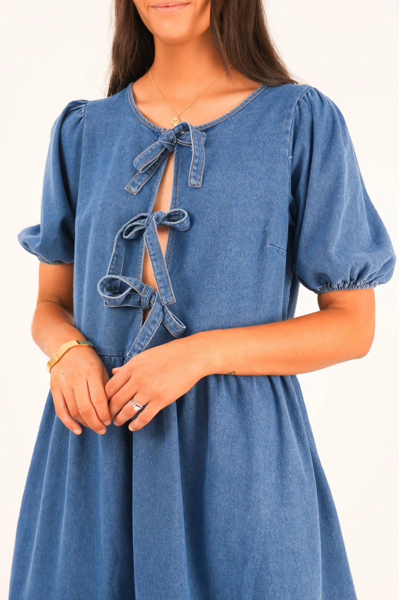 Leto Denim Mini Dress Blue sale price mobile fridge prices