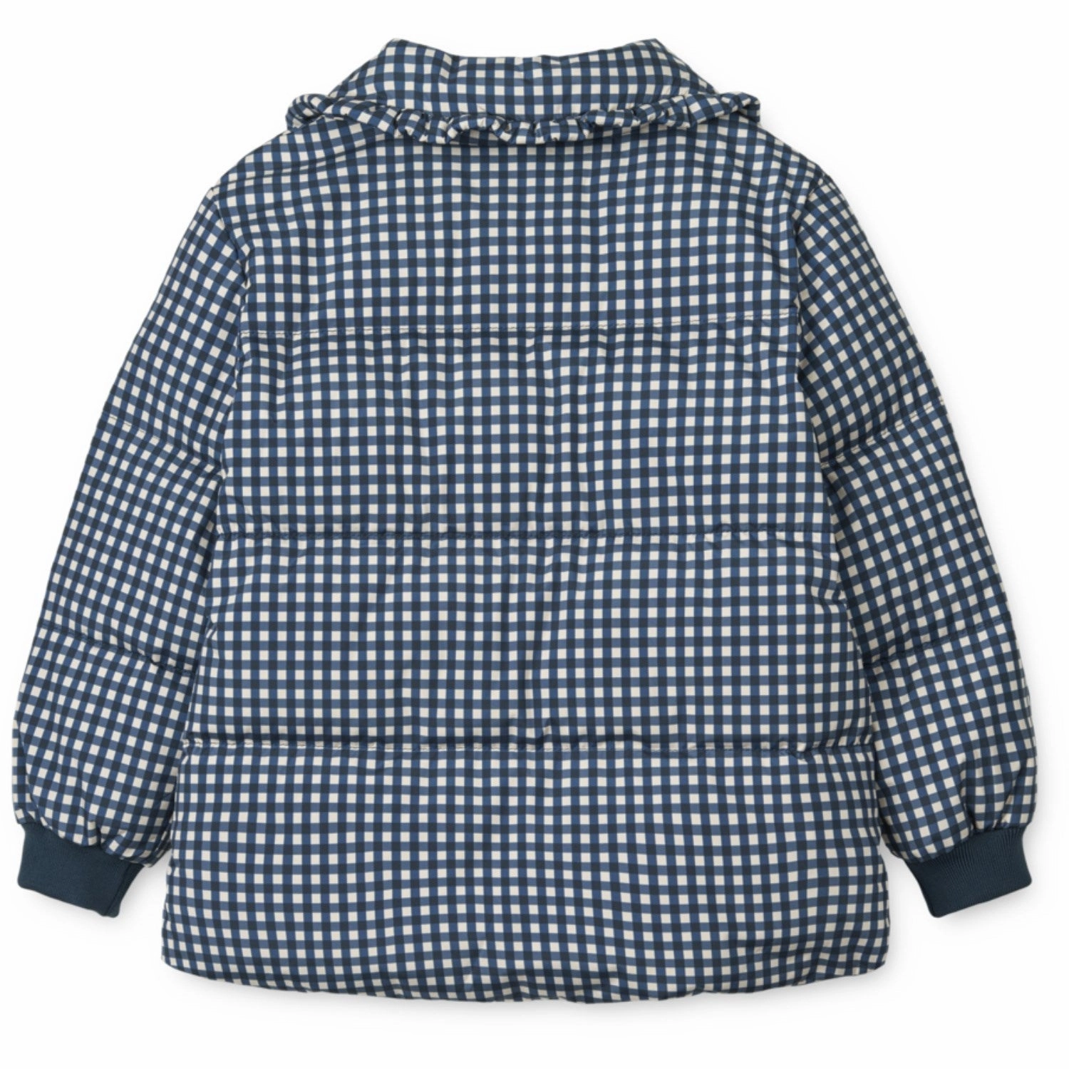 LieWood Check Classic Navy / Dark Sandy Anemone Down Puffer Jacket Linen