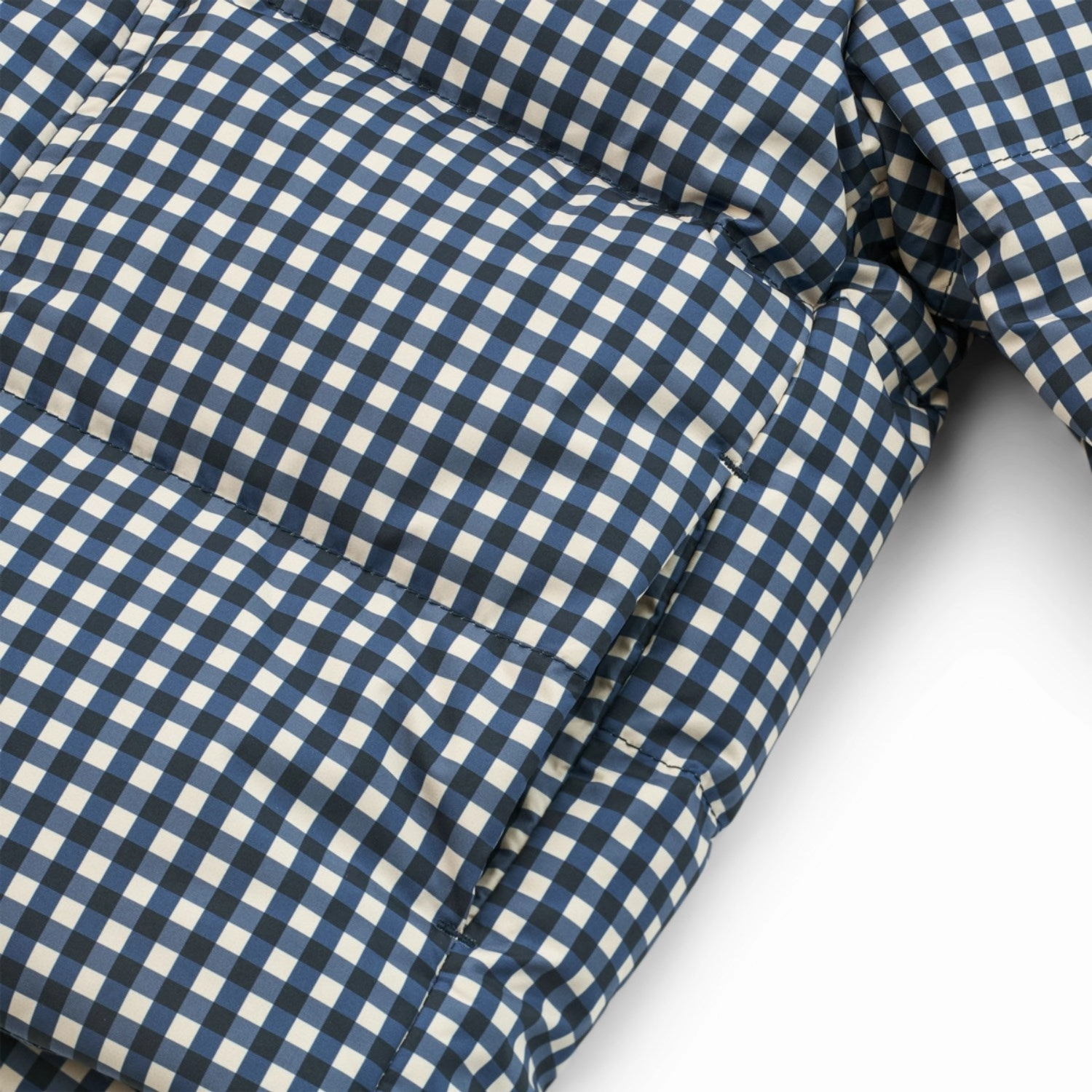 LieWood Check Classic Navy / Dark Sandy Anemone Down Puffer Jacket Linen