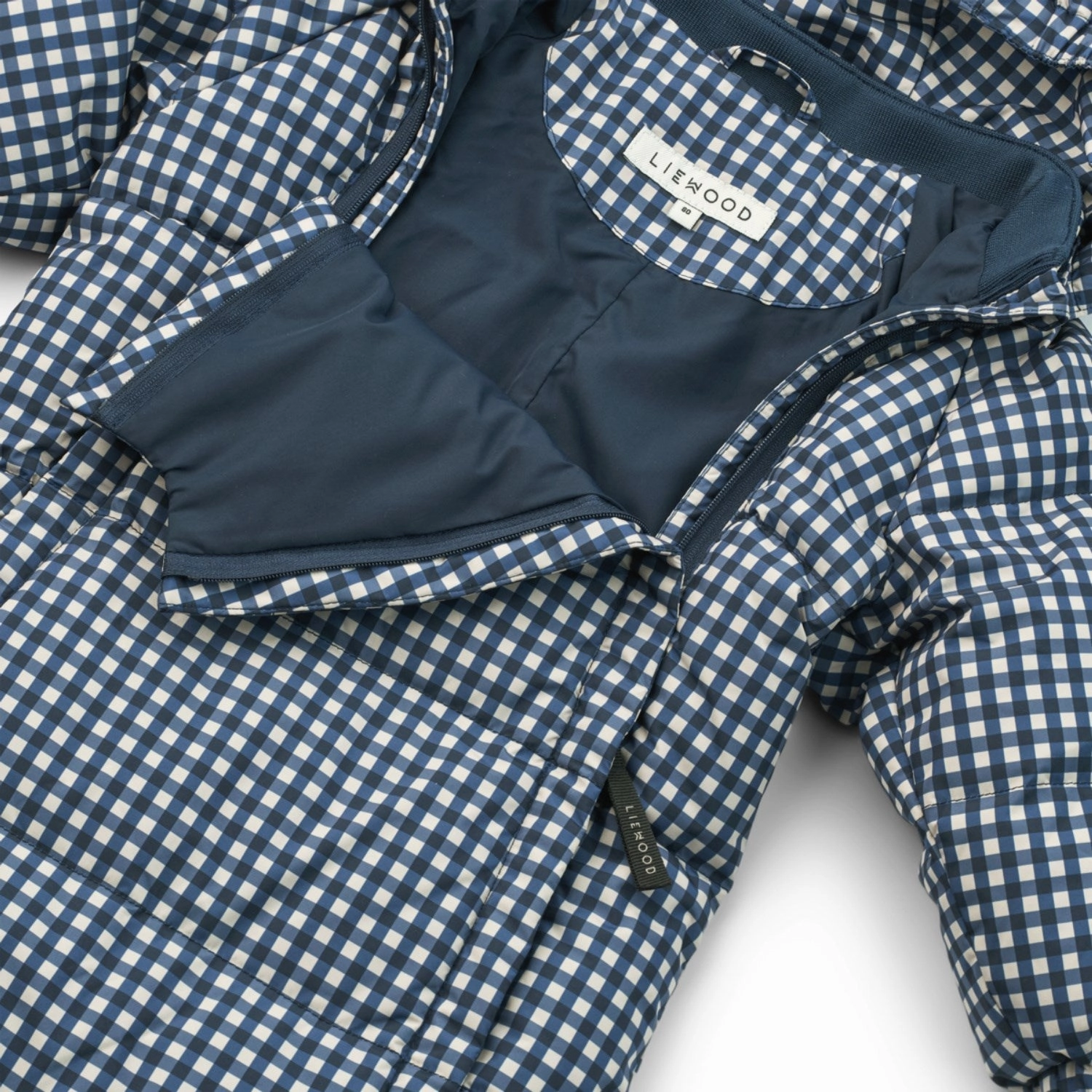 LieWood Check Classic Navy / Dark Sandy Sylvie Baby Snowsuit Moisture-wicking