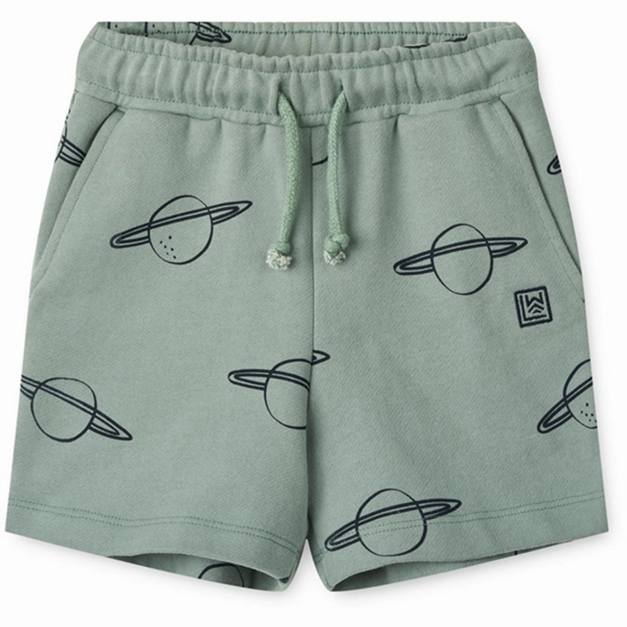 Liewood Planets/Peppermint Gram Printed Sweat Shorts Button Effortless