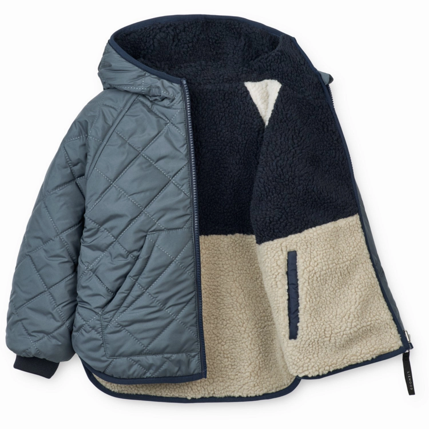 LieWood Whale Blue Multi Mix Jackson Reversible Jacket Stitch