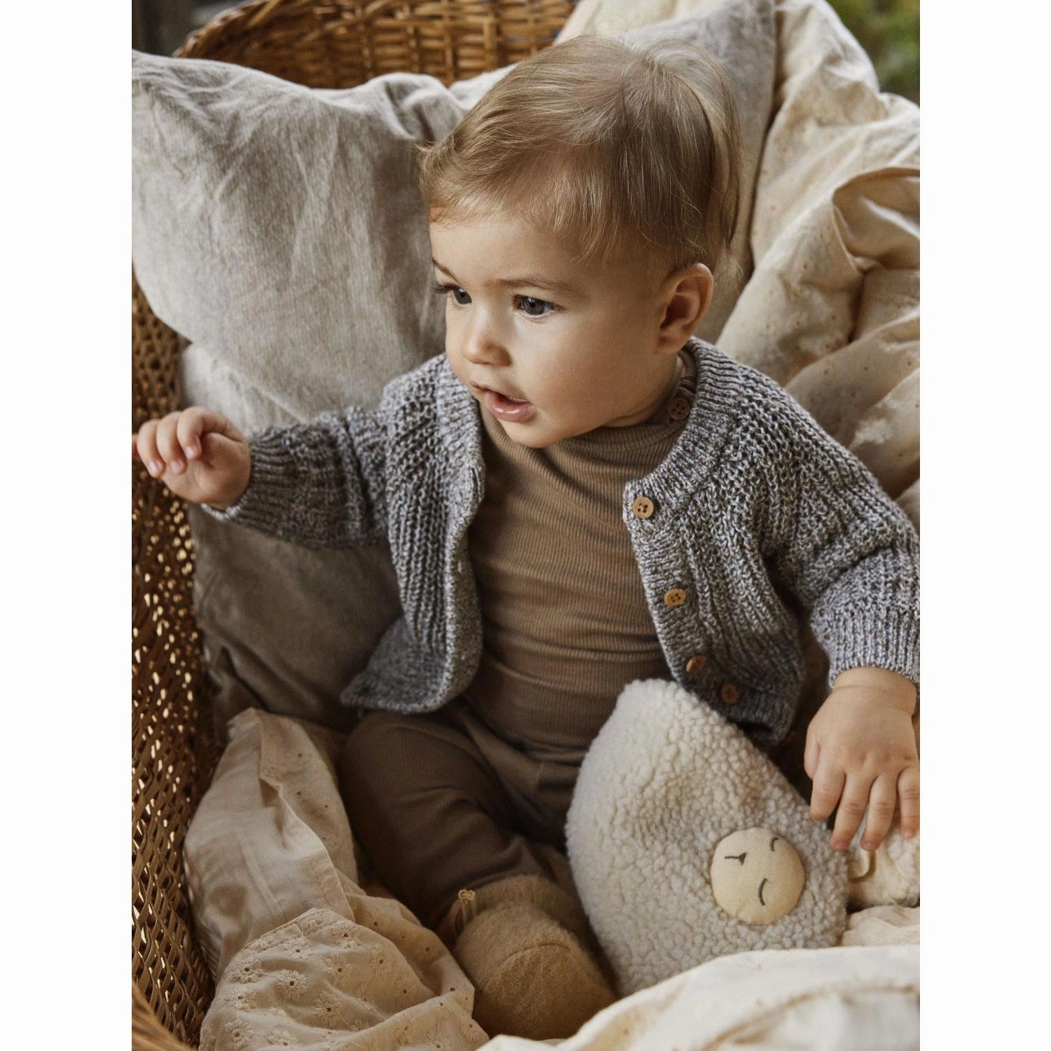 Lil'Atelier Sky Gray Noro Knit Cardigan Polyester