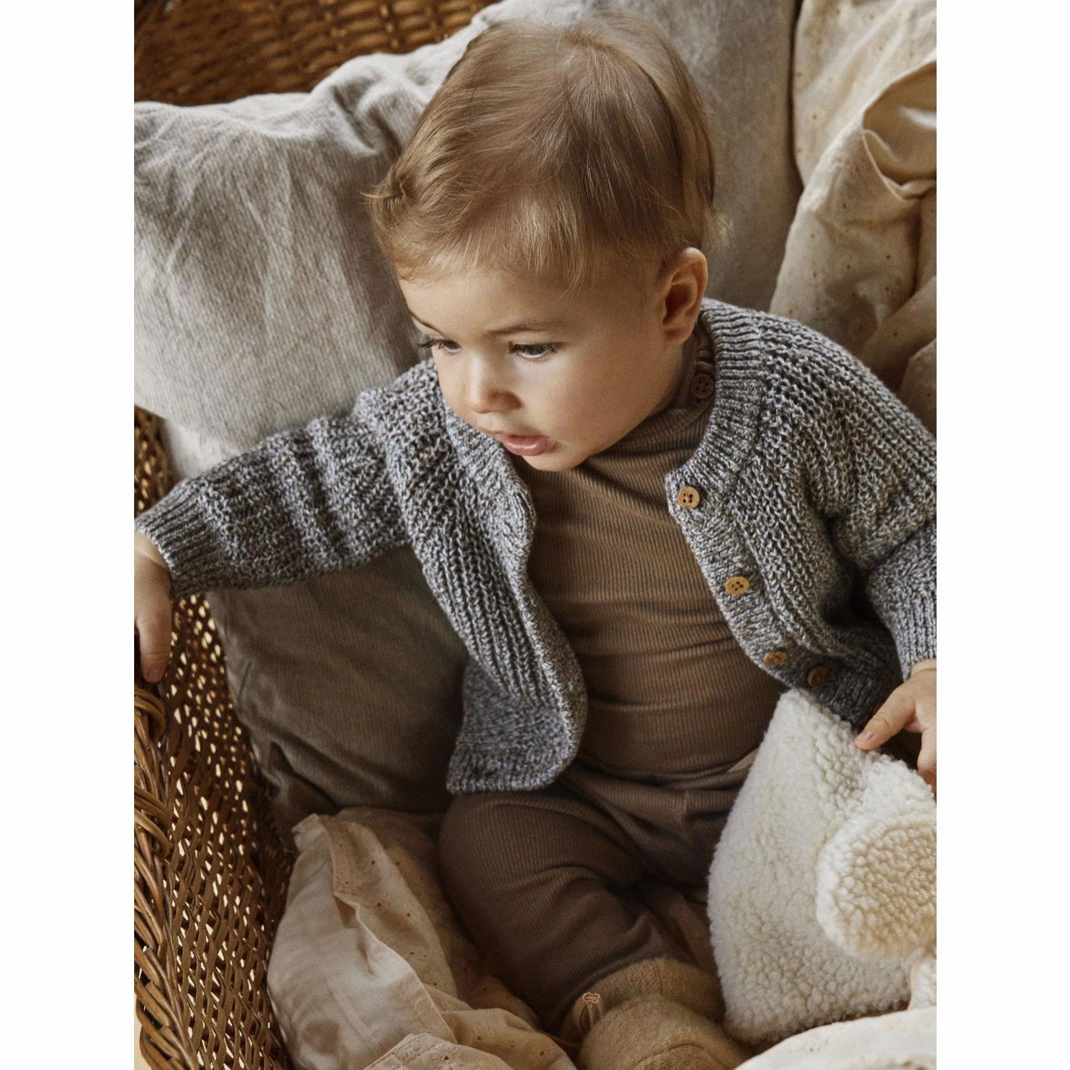 Lil'Atelier Sky Gray Noro Knit Cardigan Polyester