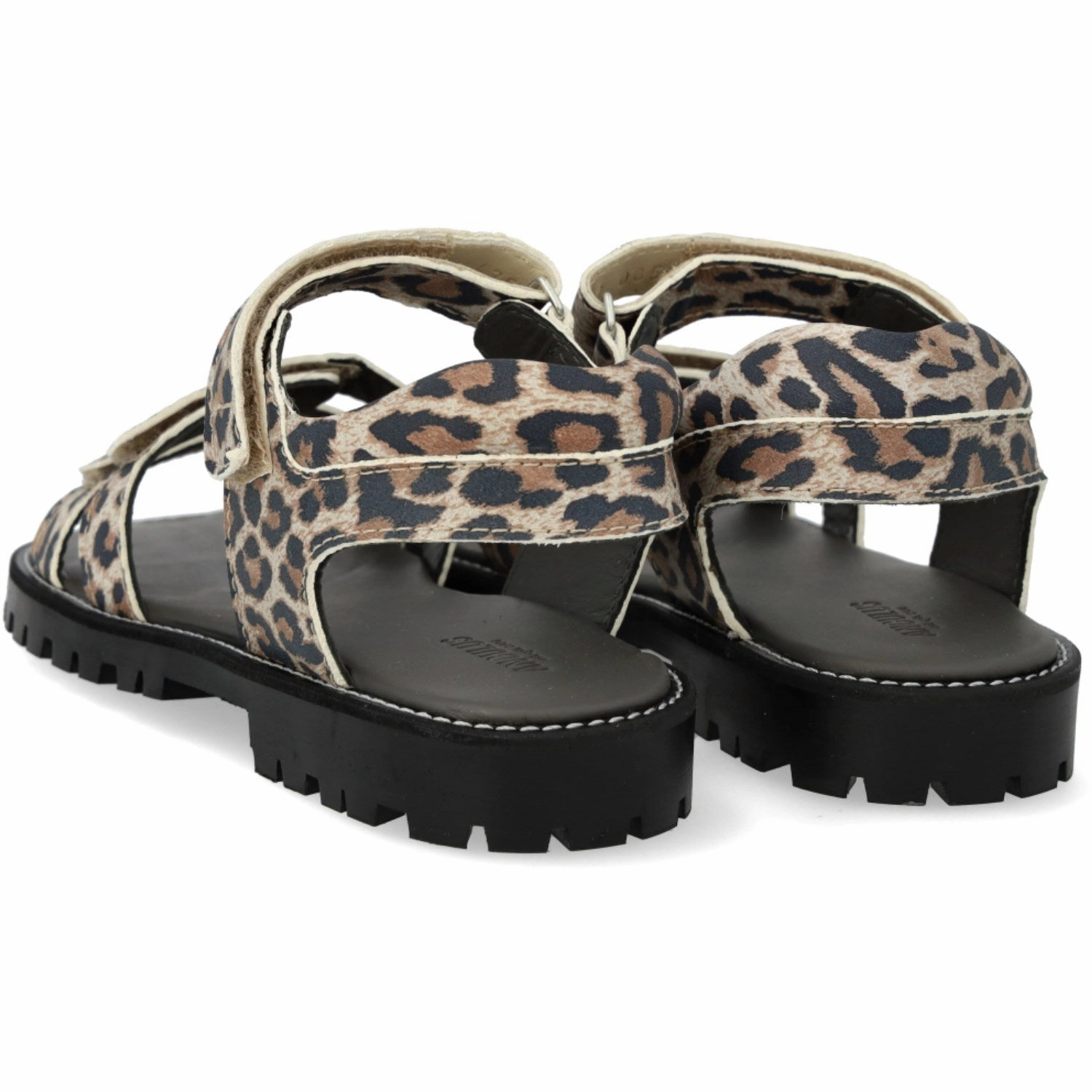 Limited edition shoes Angulus Leopard Suede Adjustable Leather Sandal with Velcro