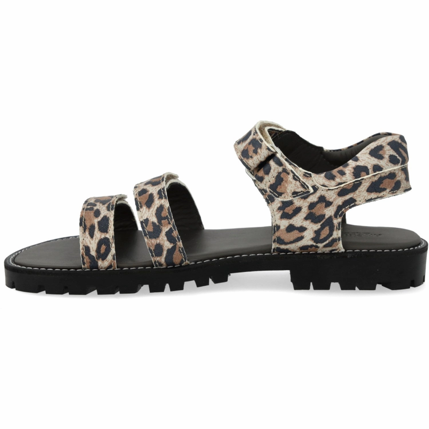 Limited edition shoes Angulus Leopard Suede Adjustable Leather Sandal with Velcro