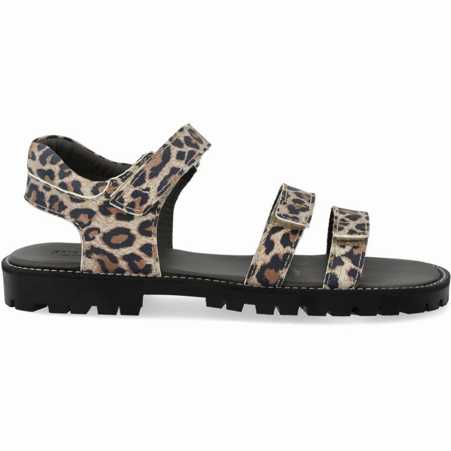 Limited edition shoes Angulus Leopard Suede Adjustable Leather Sandal with Velcro