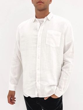 Linen Long Sleeve Shirt White sale electronics sale in amazon