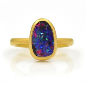 Lola Brooks Flashy Oval Boulder Opal Gold Ring