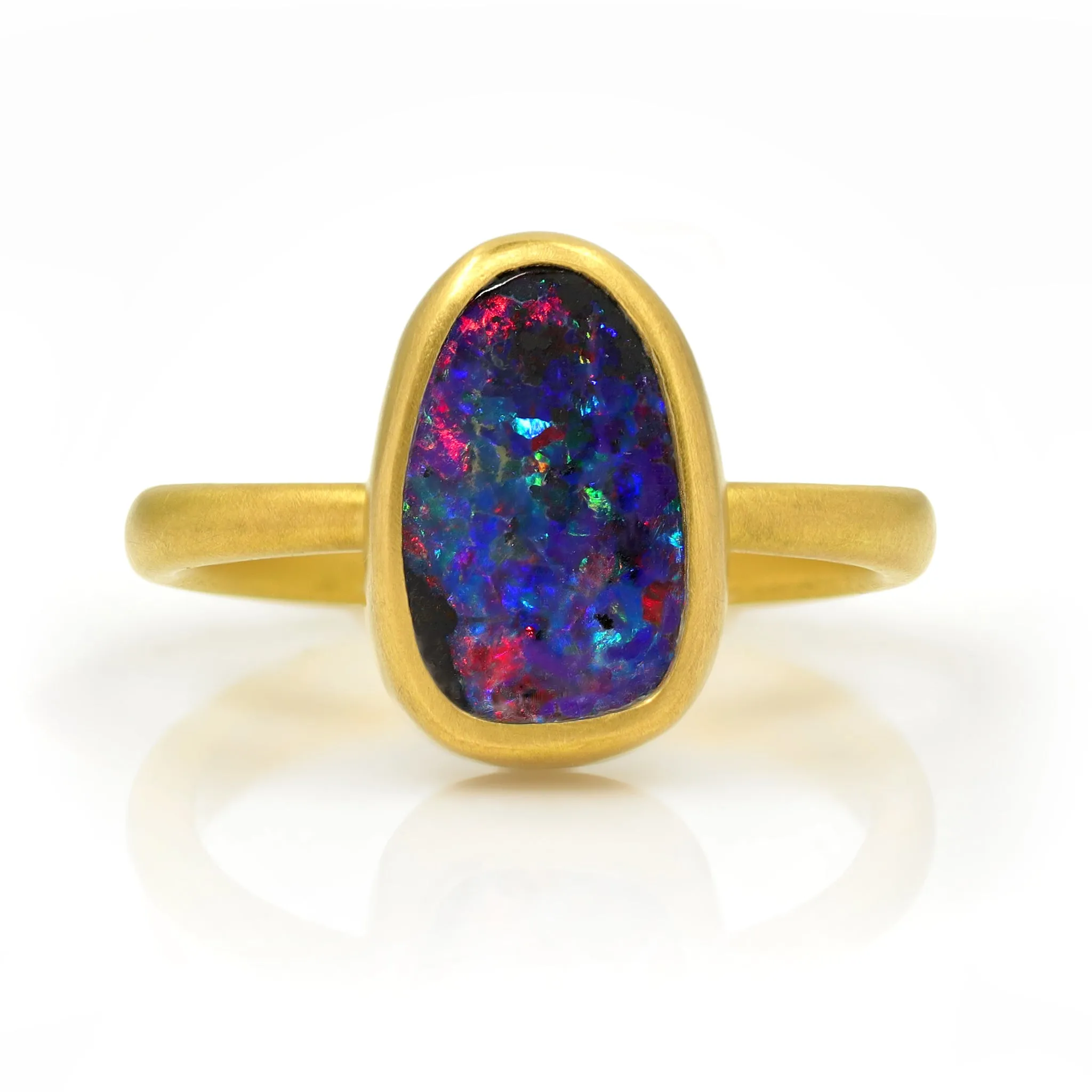 Lola Brooks Flashy Oval Boulder Opal Gold Ring