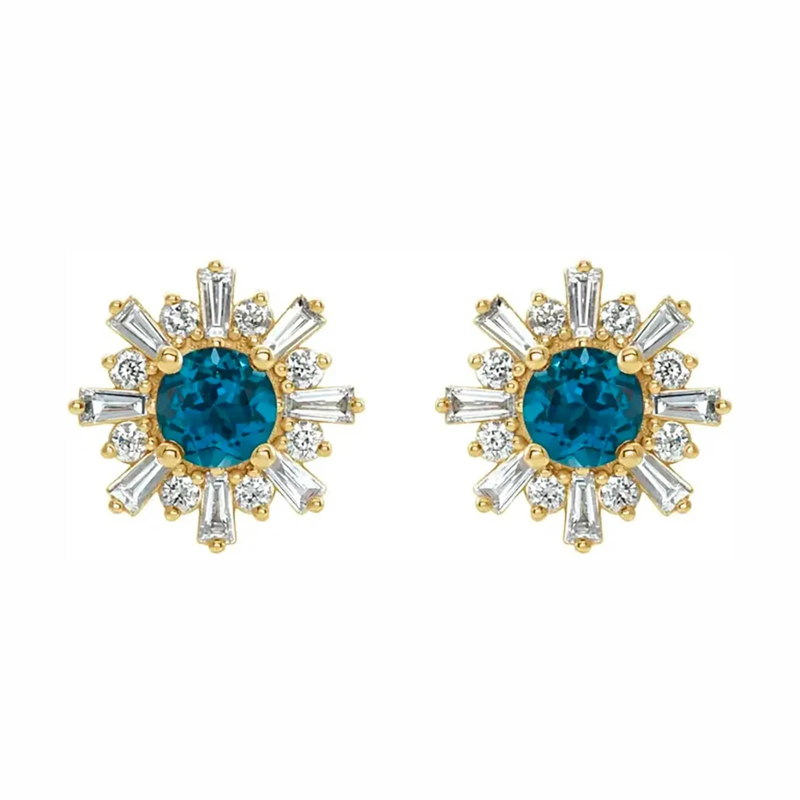 London Blue Topaz & Diamond Halo Earrings