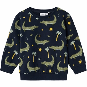 Luxe Name It Dark Sapphire Crocodiles Vermo Aop Loose Sweatshirt Prestige