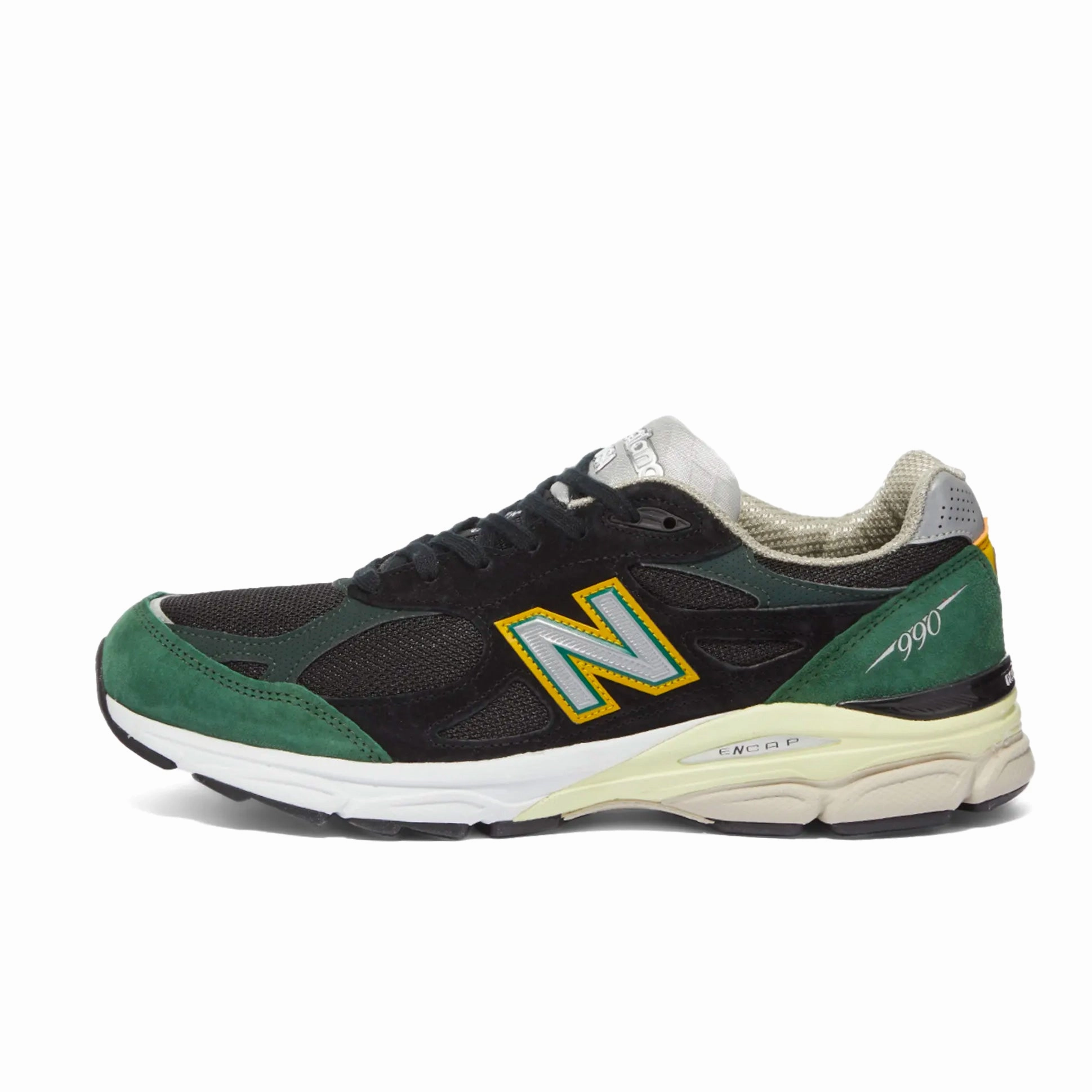 Luxury craftsmanship New Balance 990v3 Black Green Yellow Designer apparel
