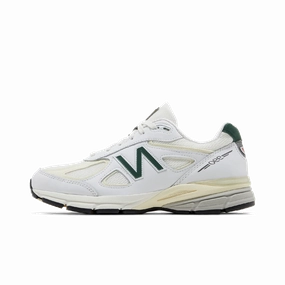 Luxury craftsmanship New Balance 990v4 MiUSA White Green Heritage brand