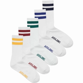 Magnetic Jack & Jones Junior Rio Red Aventurine Two Stripes Tennis Socks 5-pack Prized