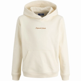 Majestic Jack & Jones Junior Antique White Jornorrebro Emb Sweat Hood Noos Jnr Heritage