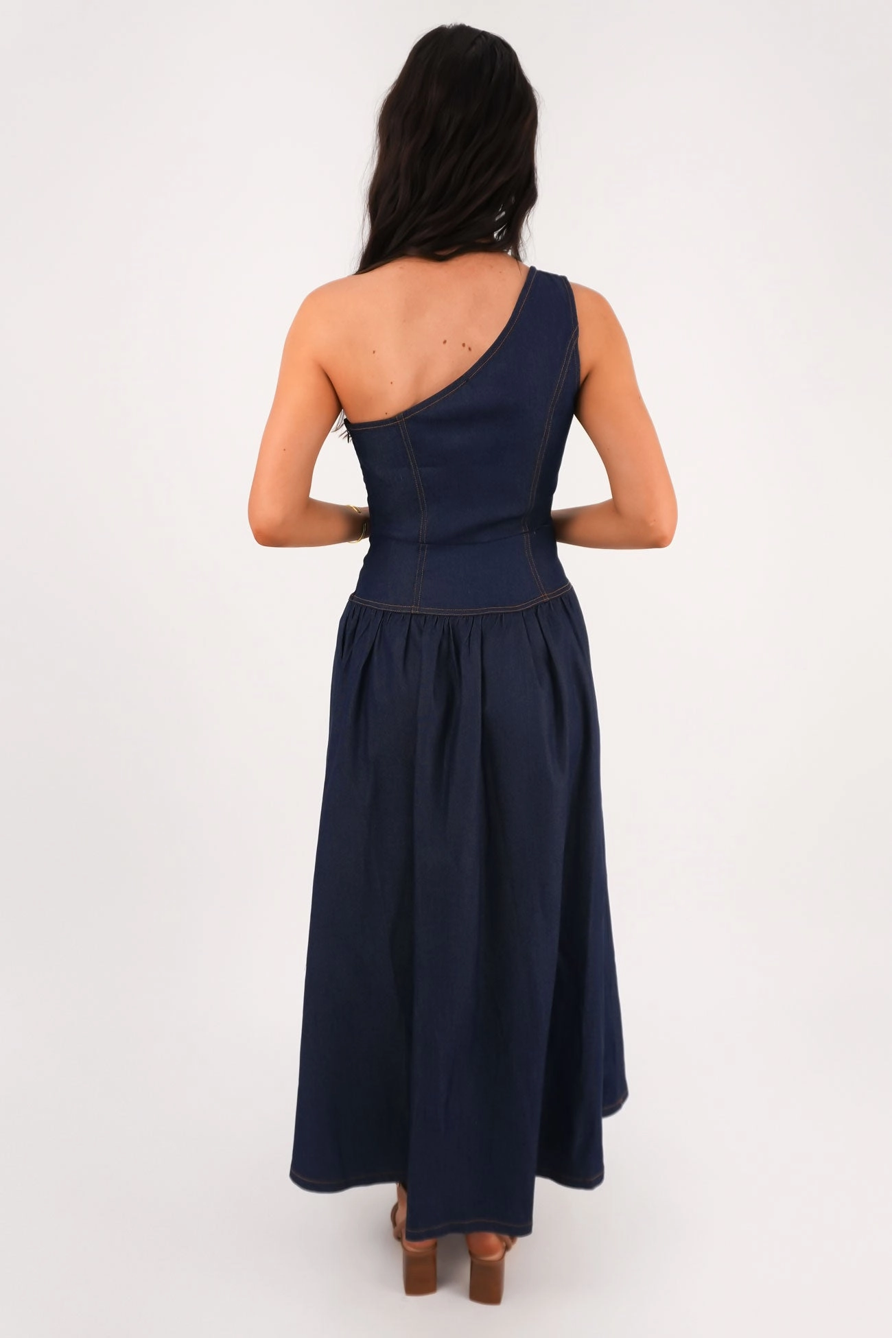 Mario Denim Midi Dress Dark Blue sale washing machine
