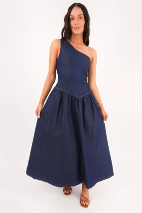 Mario Denim Midi Dress Dark Blue sale washing machine sale in hindi
