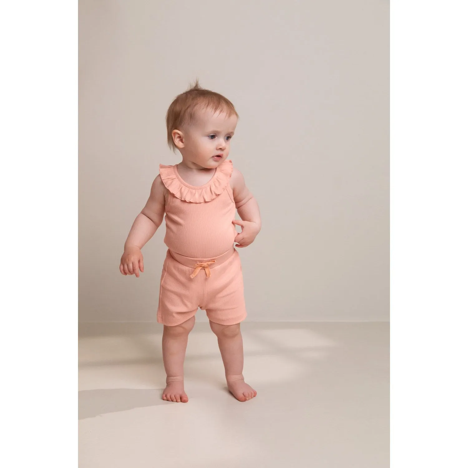 MarMar Modal Fine Rib Soft Coral Paulo Shorts Fabric